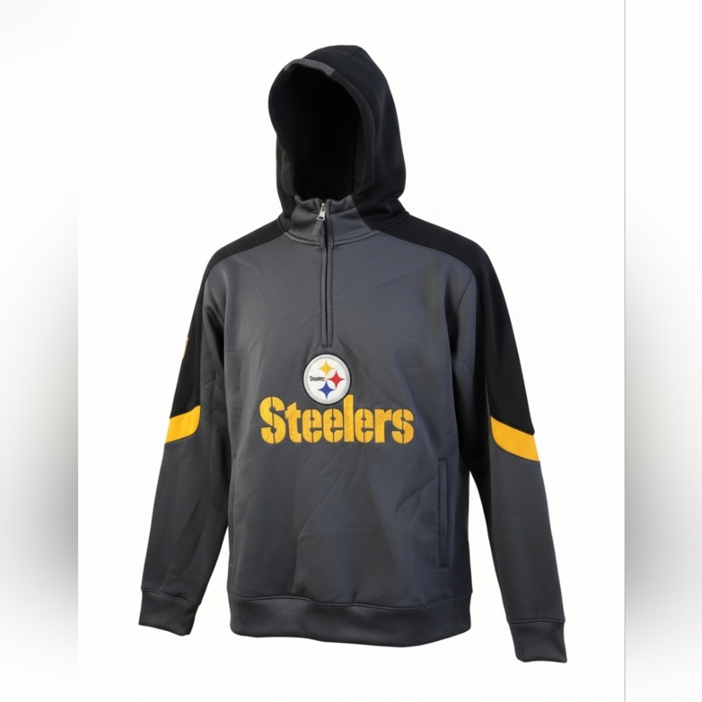 Pittsburgh Steelers NFL Apparel Youth 1/4 zip Hooded sweatshirt medium